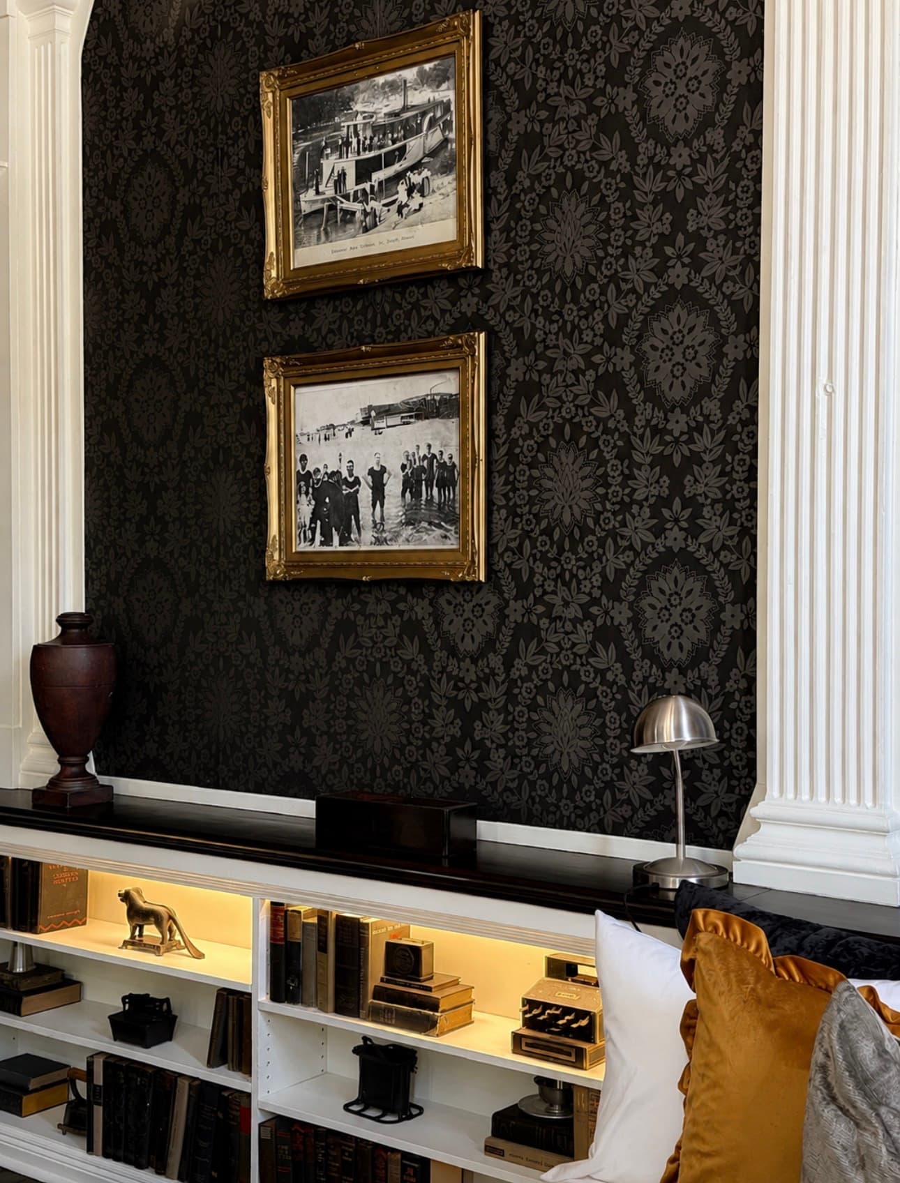 Stacks I hero at The Library Historic Hotel — queen suite in the original library stacks